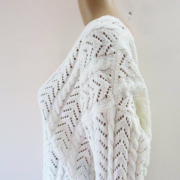 June & Ivy Francesca's Ivory Soft Twist back Off the Shoulder Sweater (L) NWT! - Picture 6 of 11